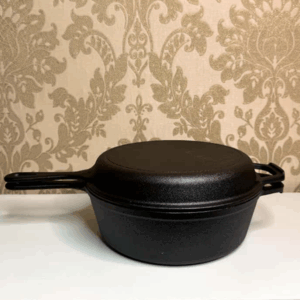Black cast iron Dutch oven