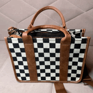 Checkered Canvas Handbag