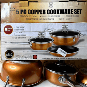 Five piece copper cookware set