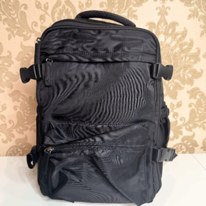 black nylon backpack