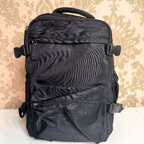 black nylon backpack