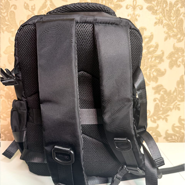 black nylon backpack