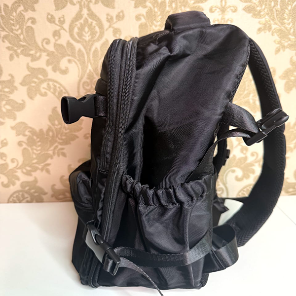 black nylon backpack