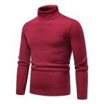 Premium Men’s Burgundy Roll Neck Sweater – Stylish Autumn Winter Knitwear