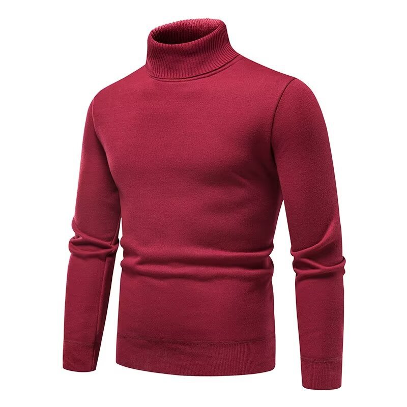 Premium Men’s Burgundy Roll Neck Sweater – Stylish Autumn Winter Knitwear