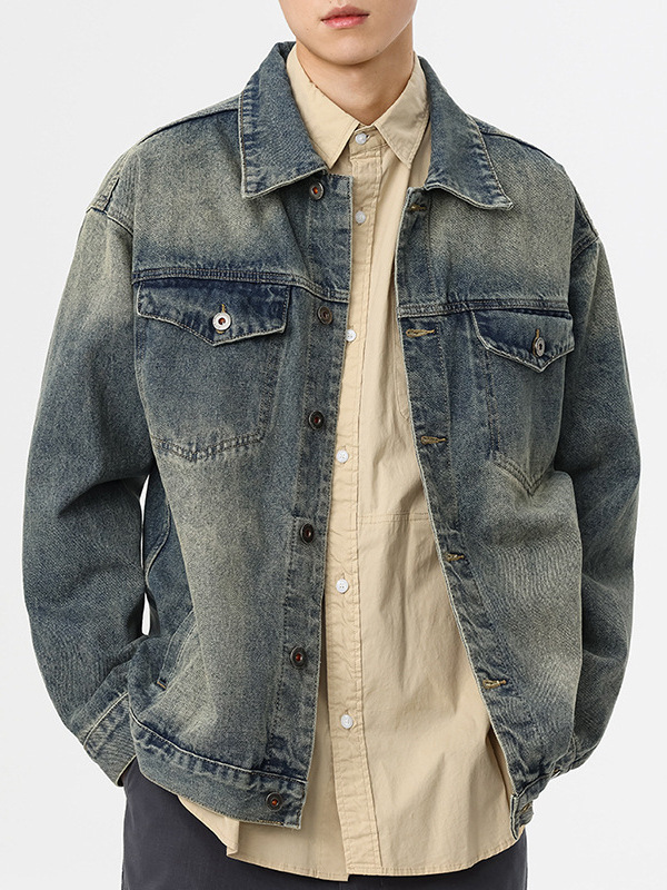 Premium Men’s Denim Workwear Jacket – Stylish Large Size Spring Autumn Casual Jacket
