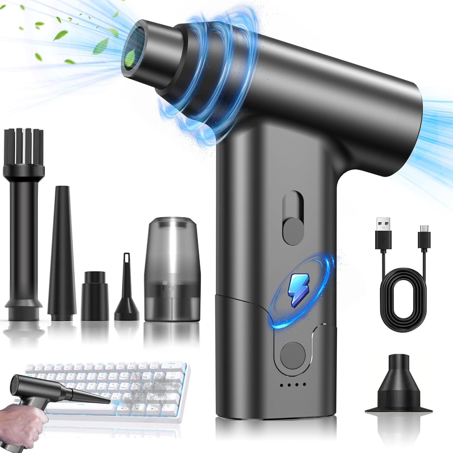 Mini Wireless Dust Blower 130000RPM Brushless Turbo Fan Keyboard & PC Cleaner UK - Image 2