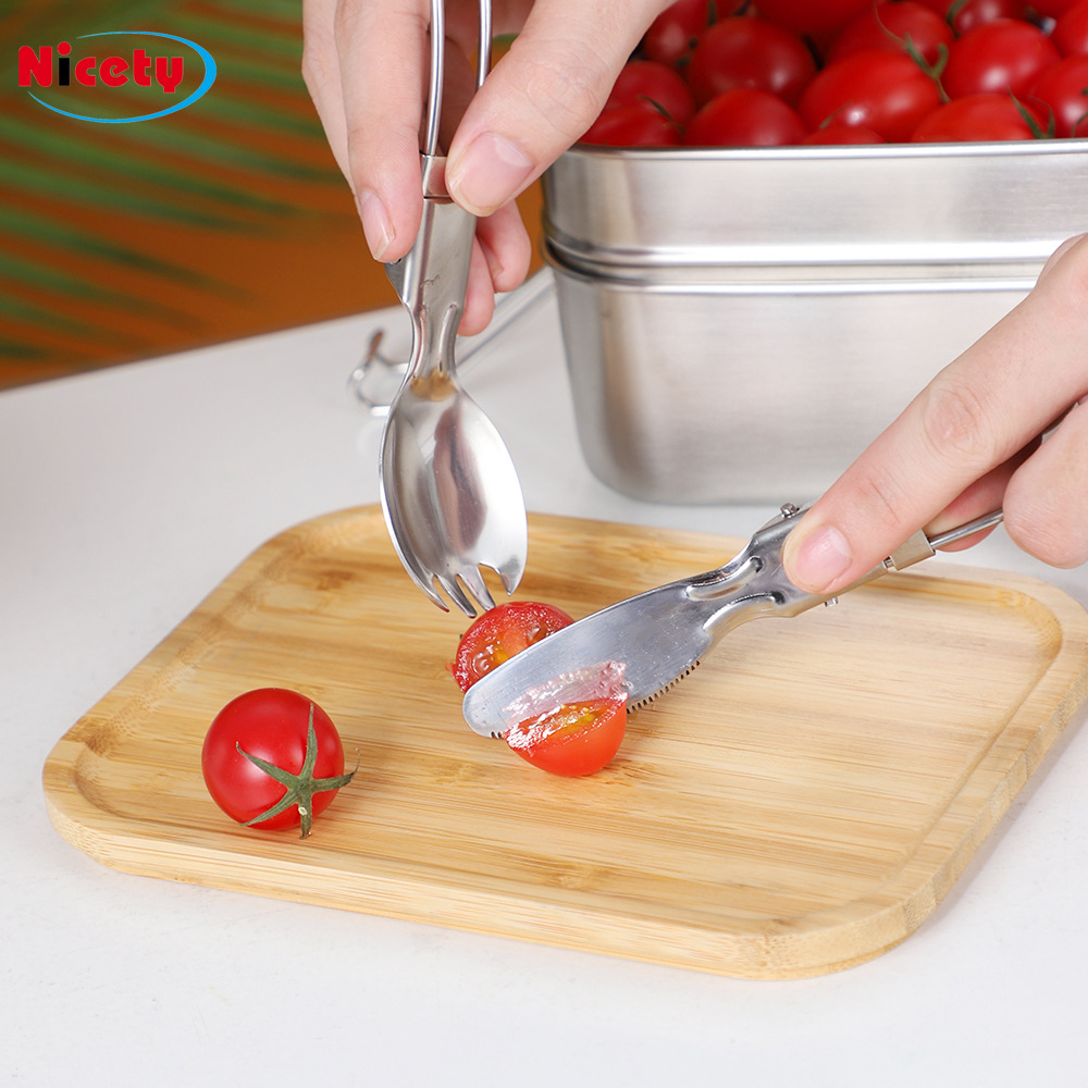 Premium 304 Stainless Steel Double Layer Lunch Box with Bamboo Lid - Image 3