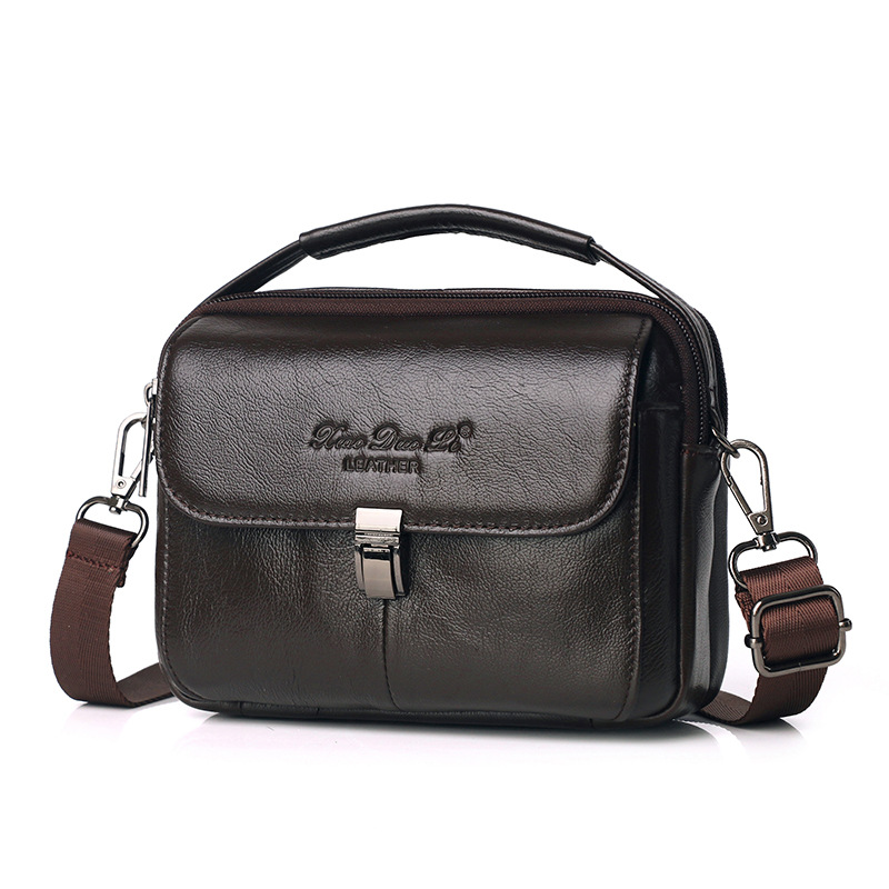 Men's leather phone bag 7-inch mini crossbody shoulder bag cowhide phone belt bag belt small handbag - Image 4