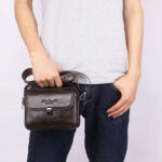 Men's leather phone bag 7-inch mini crossbody shoulder bag cowhide phone belt bag belt small handbag