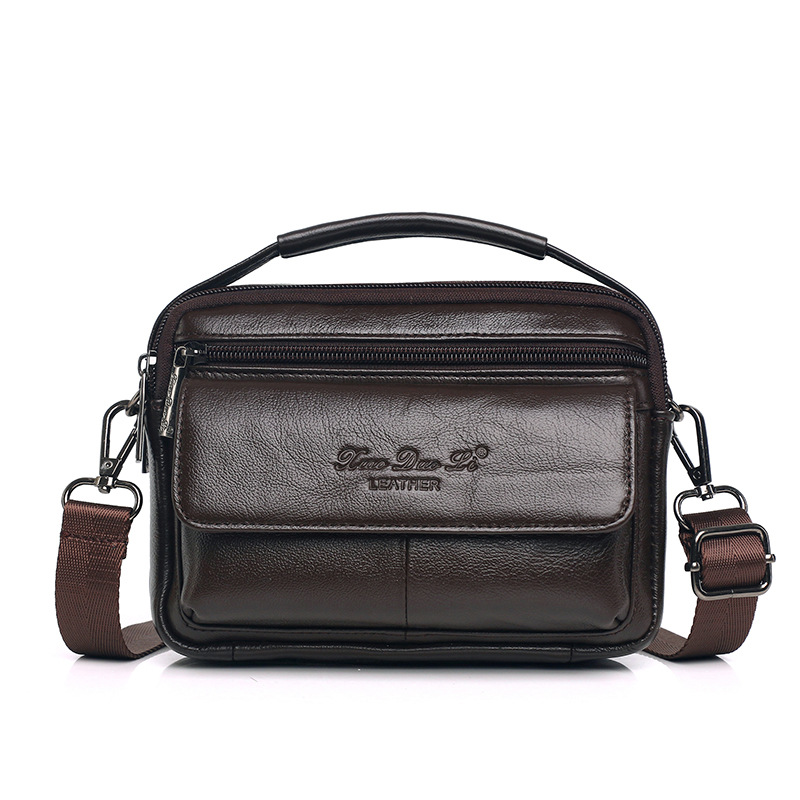 Men's leather phone bag 7-inch mini crossbody shoulder bag cowhide phone belt bag belt small handbag - Image 3