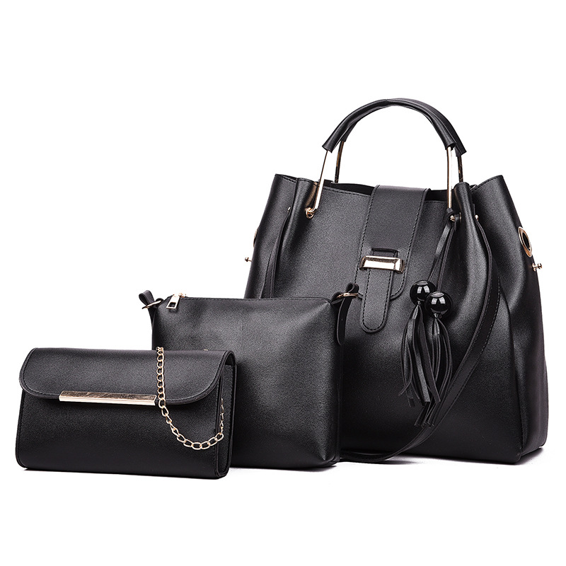 2026 new women's bag European and American fashion all-match beads tassel mother and child bag three-piece portable shoulder messenger bag - Image 2