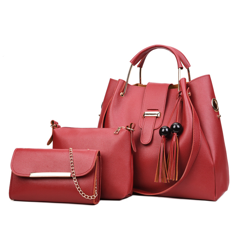 2026 new women's bag European and American fashion all-match beads tassel mother and child bag three-piece portable shoulder messenger bag - Image 4