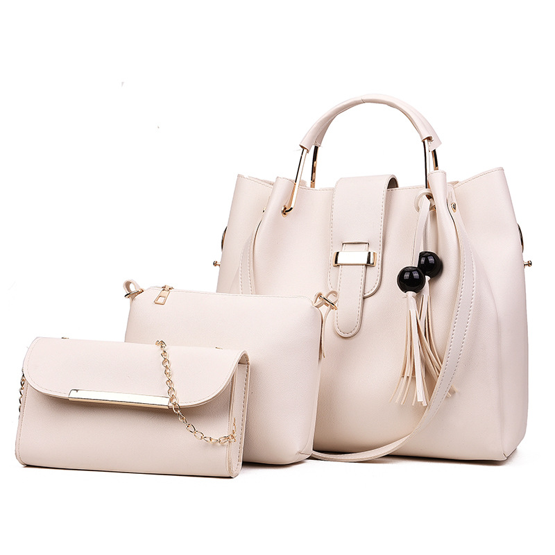 2026 new women's bag European and American fashion all-match beads tassel mother and child bag three-piece portable shoulder messenger bag - Image 3