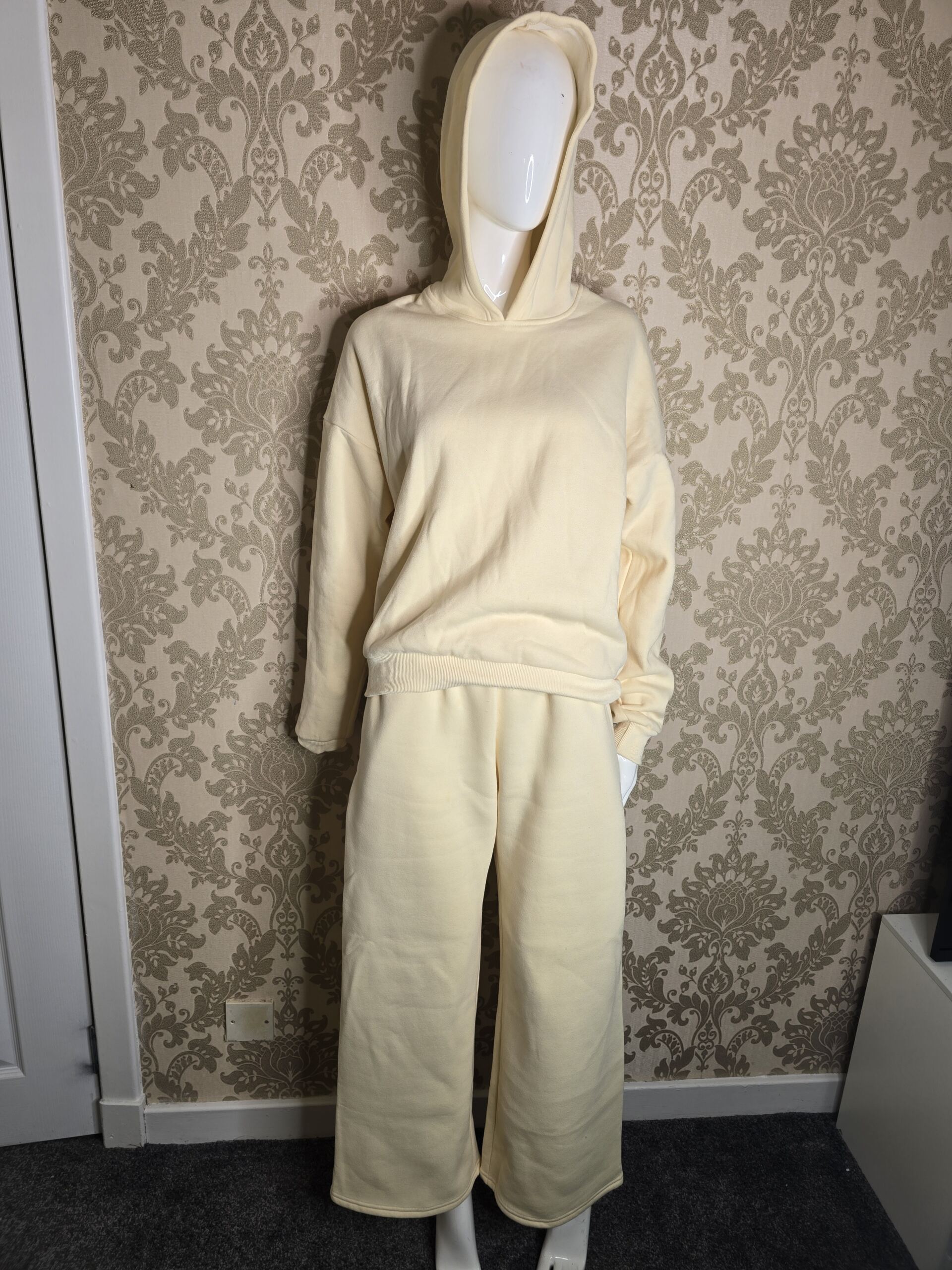 Women’s Cream Hooded Tracksuit Set with Pink Bow Detail – Size Small - Image 3