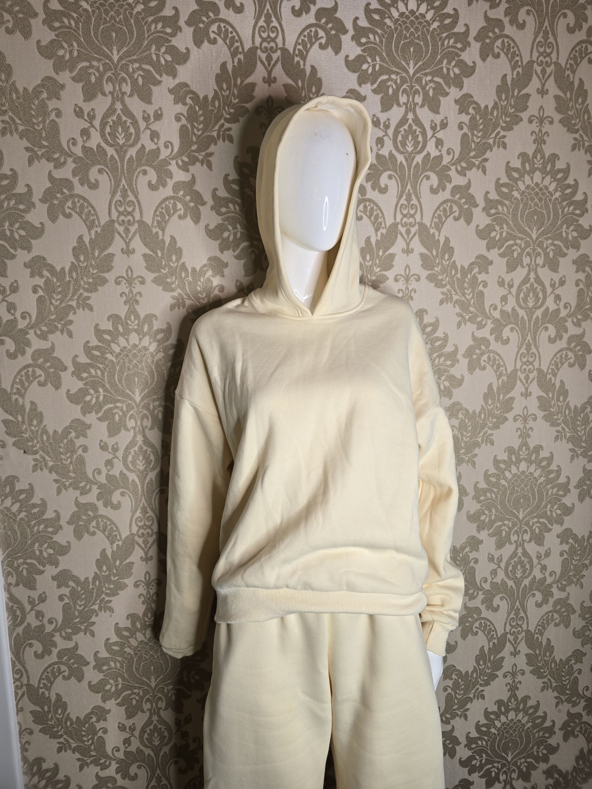 Women’s Cream Hooded Tracksuit Set with Pink Bow Detail – Size Small - Image 2