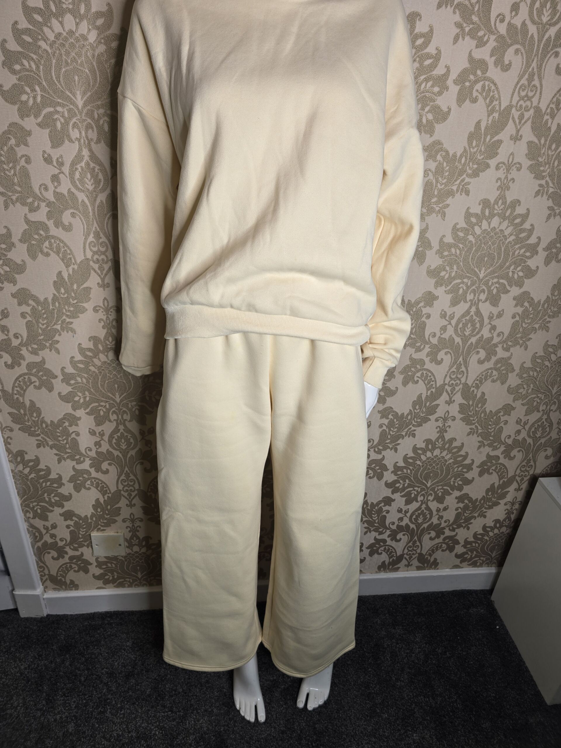 Women’s Cream Hooded Tracksuit Set with Pink Bow Detail – Size Small - Image 8