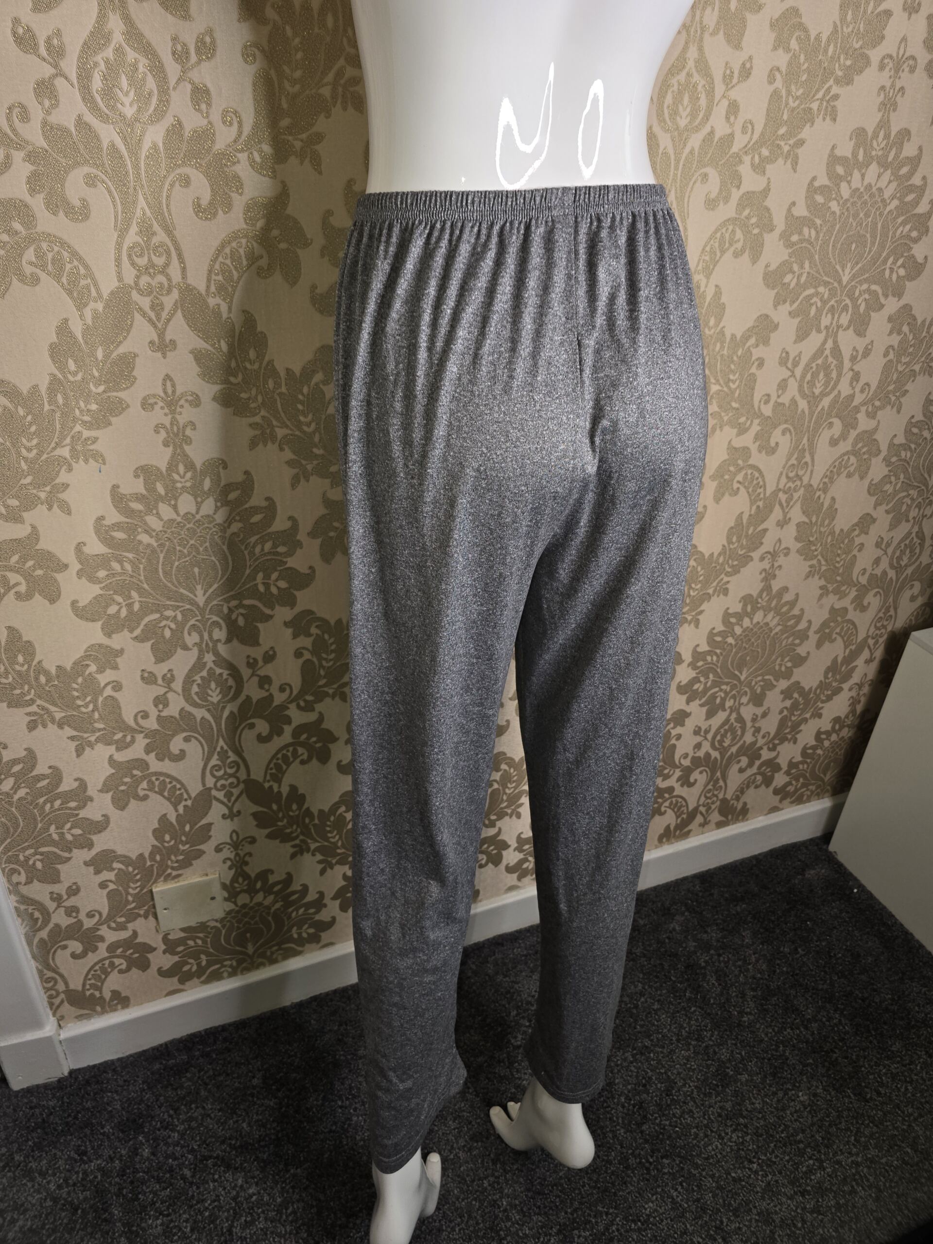 Women’s Grey Marl Lounge Pants Size Small, Soft Elastic Waist Pyjama Bottoms with White Satin Bow Drawstring, Casual Comfy Sleepwear Trousers - Image 5