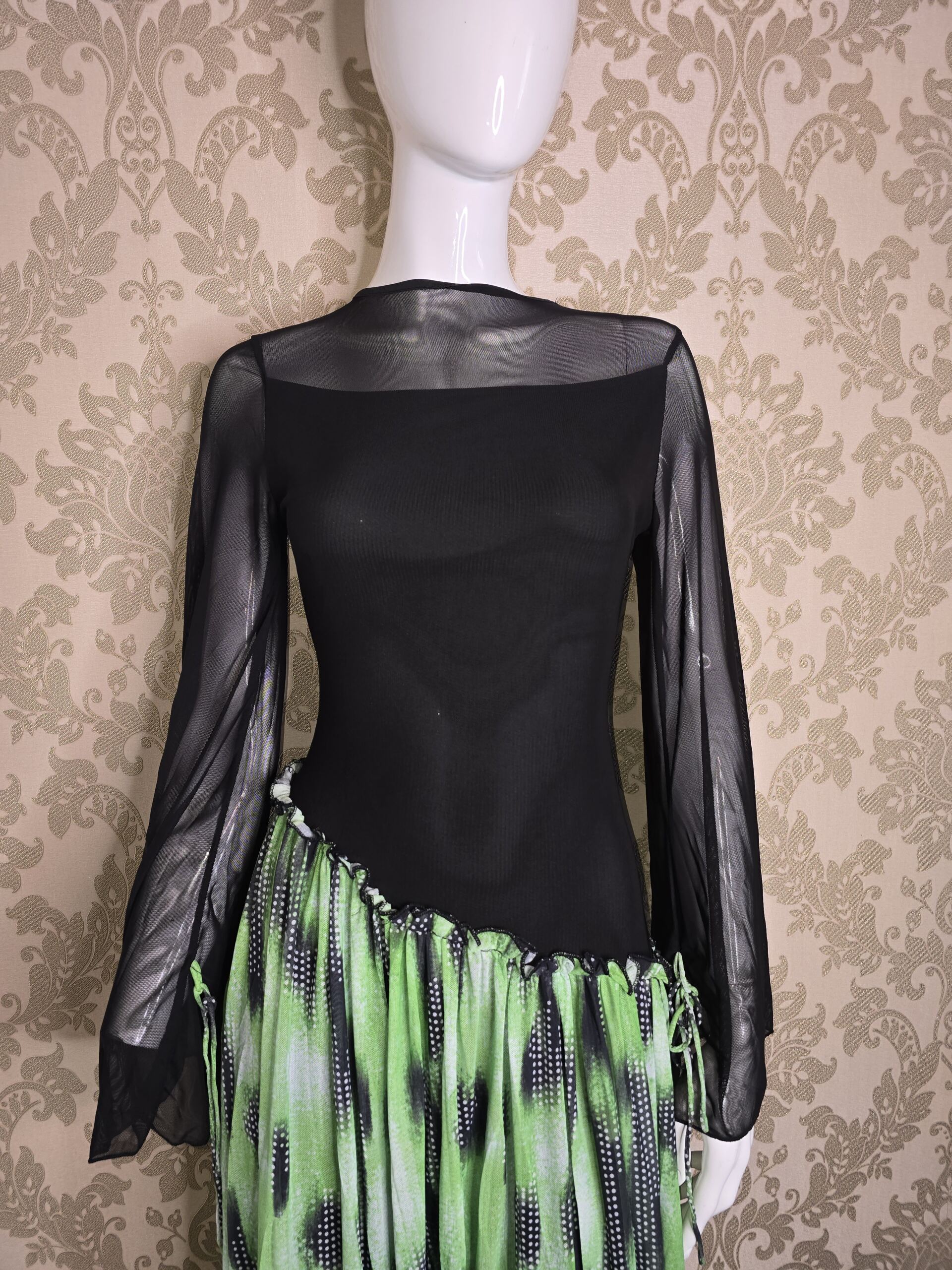 Stylish Women’s Black & Green Mesh Maxi Dress – Size Small - Image 4