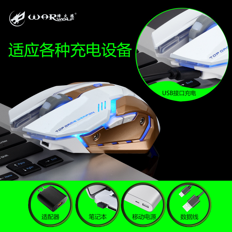 Fenghuolang Wireless Silent Gaming Mouse 2.4 G White for Laptop Office - Image 3
