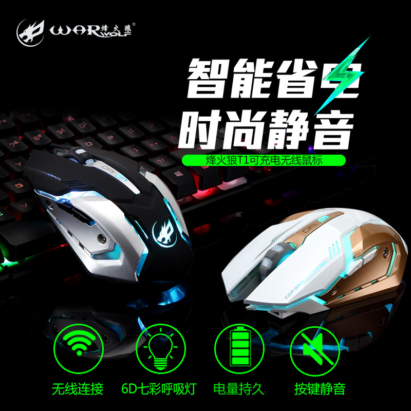 Fenghuolang Wireless Silent Gaming Mouse 2.4 G White for Laptop Office - Image 2