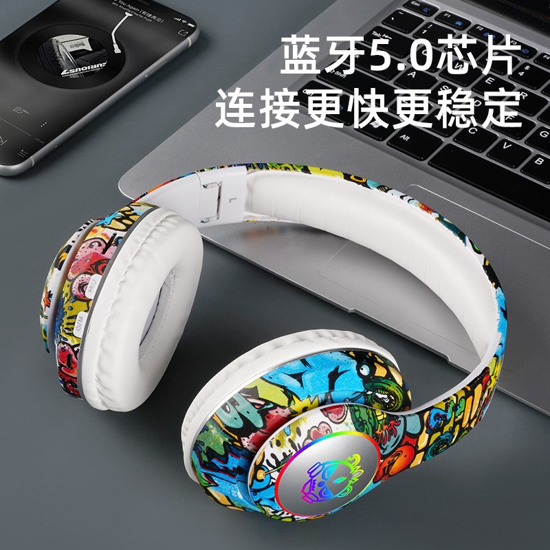 Children’s Bluetooth Headphones Noise Reduction Graffiti for Gaming - Image 3