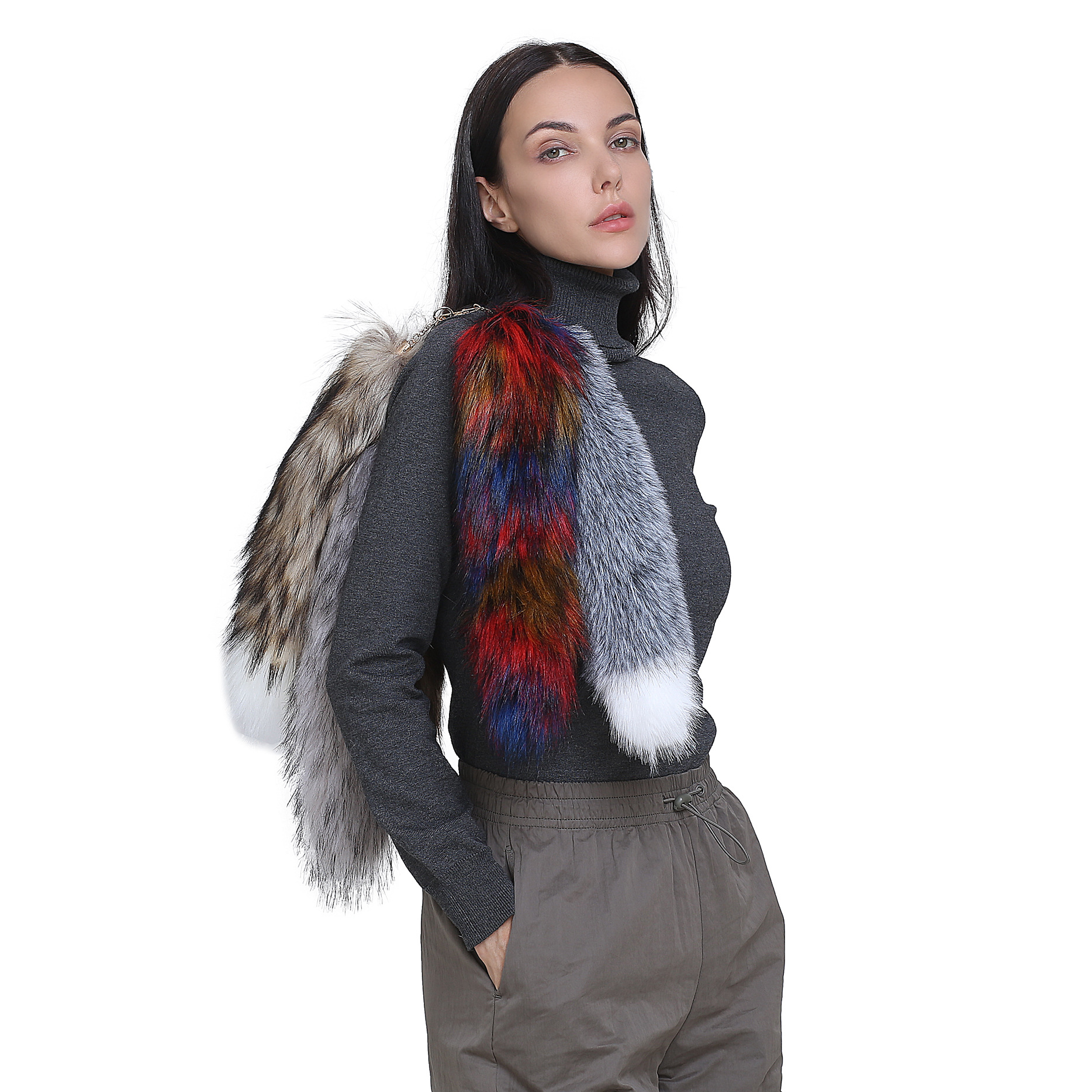 Stylish Halloween Fox Tail Fur Bag Charm Keyring - Image 2
