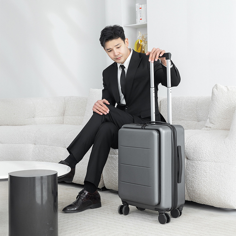 Front opening business luggage 20-inch small case men's and women's aluminum frame trolley suitcase suitcase drop-resistant