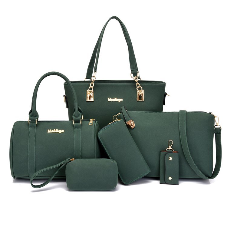 2023 fashion women's bag solid color frosted European and American retro portable mother and child bag six-piece shoulder crossbody large capacity bag