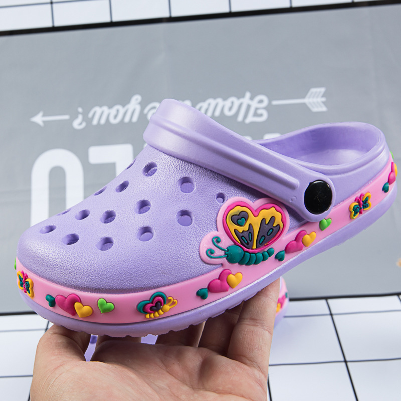 Kids Cartoon Clogs Sandals Slip-On Beach Shoes Purple