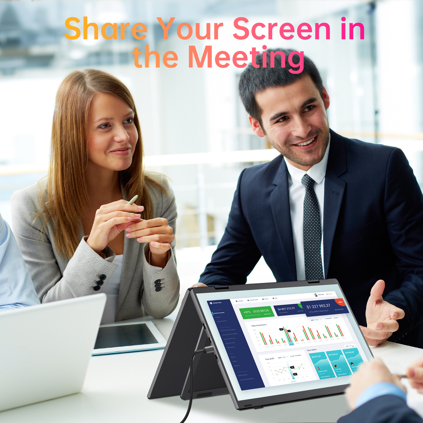 15.6 Inch Dual Screen Portable Monitor, 1080 P External Display for Laptop Office Gaming - Image 3