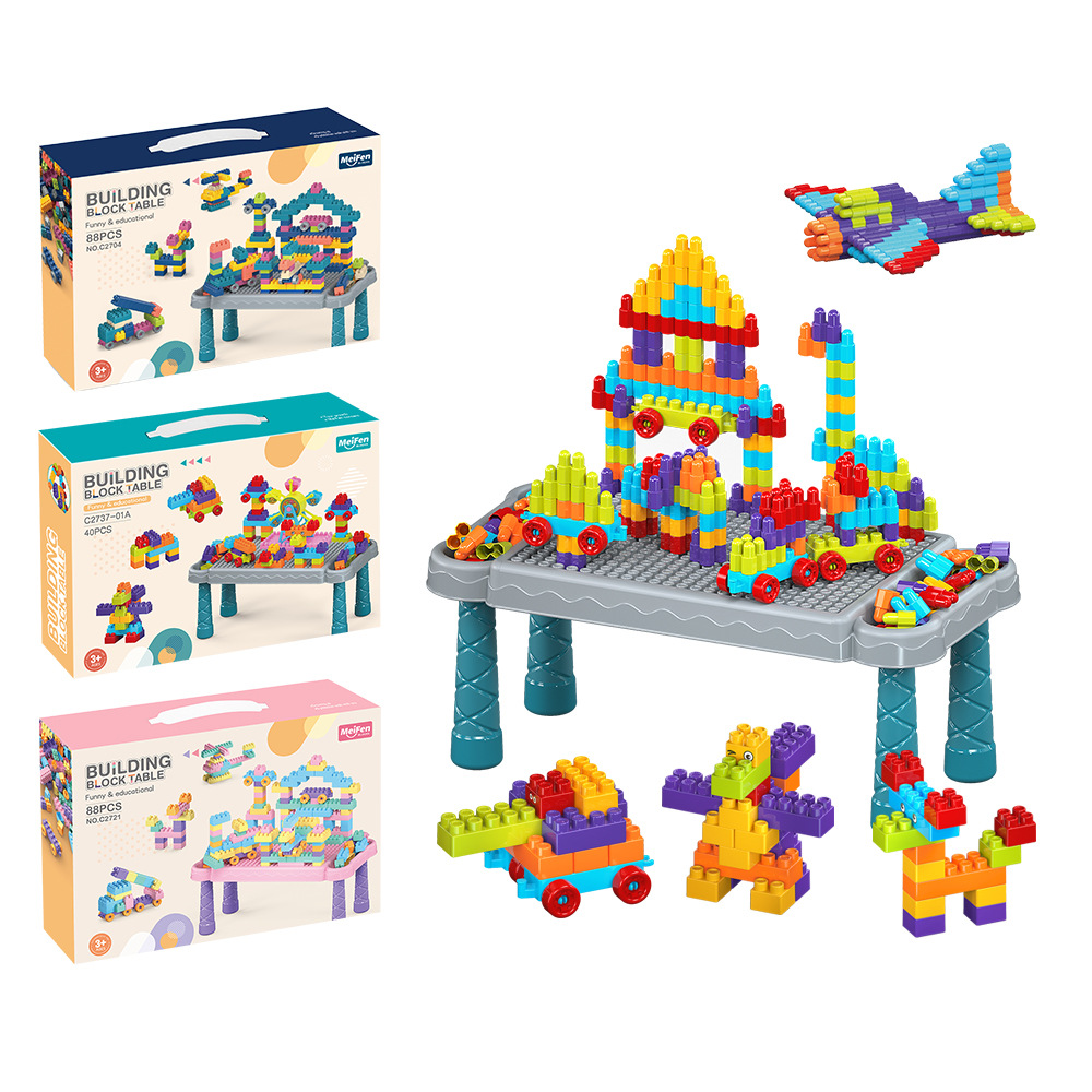DIY Building Blocks Table Set, Portable Gift Box Kids Toy