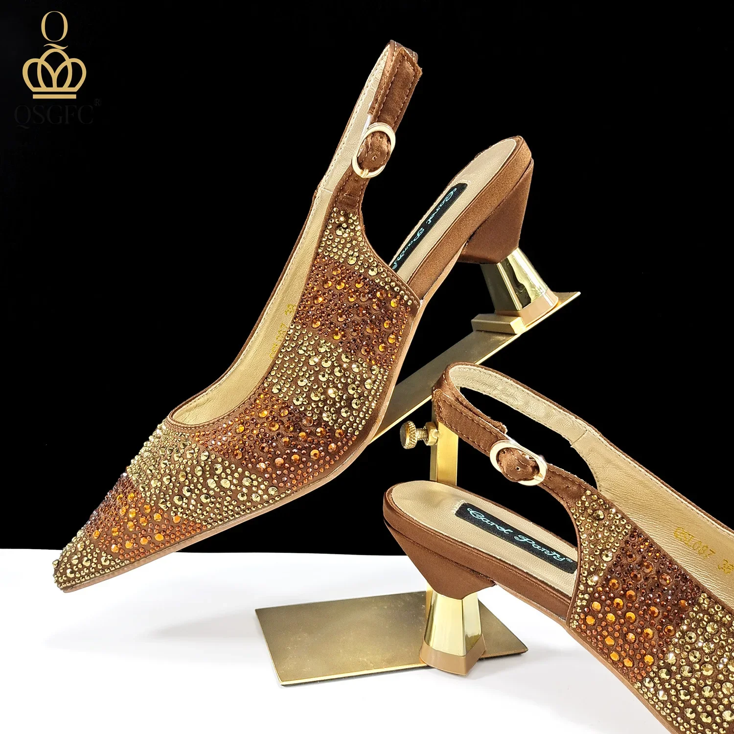 Women’s Shoes and Bag Set, Pointed Toe Striped High Heels for Banquets Daily - Image 3