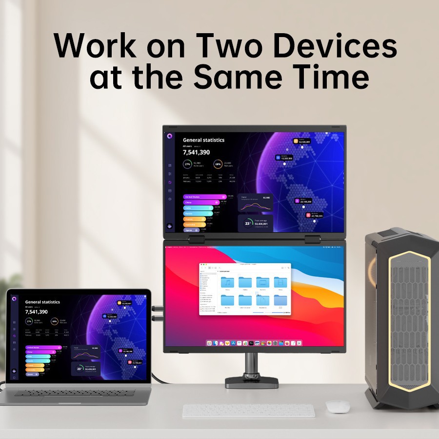 15.6 Inch Dual Screen Portable Monitor, 1080 P External Display for Laptop Office Gaming - Image 2