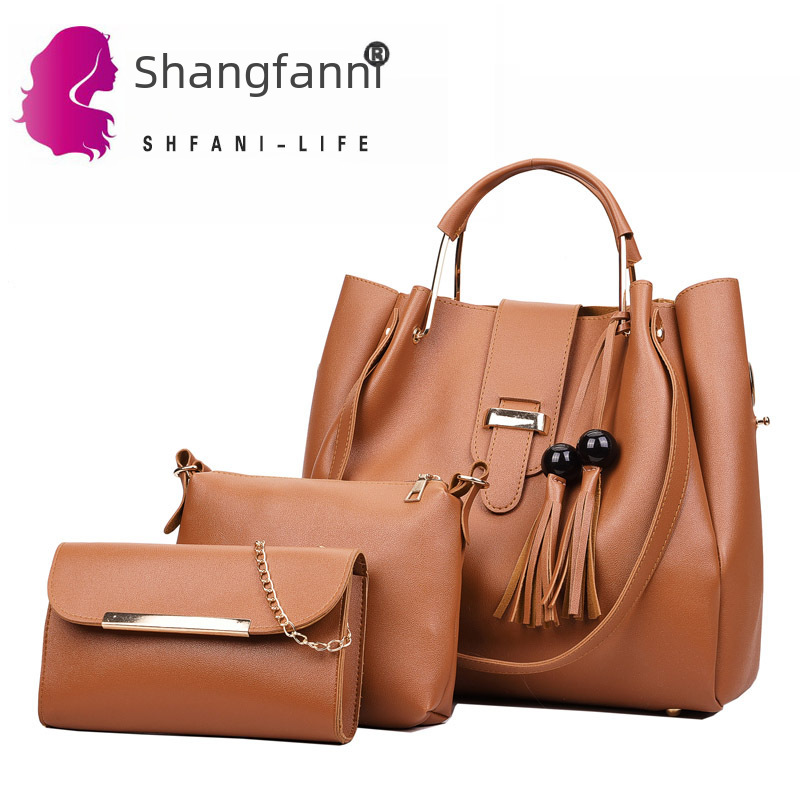 2026 new women's bag European and American fashion all-match beads tassel mother and child bag three-piece portable shoulder messenger bag - Image 5