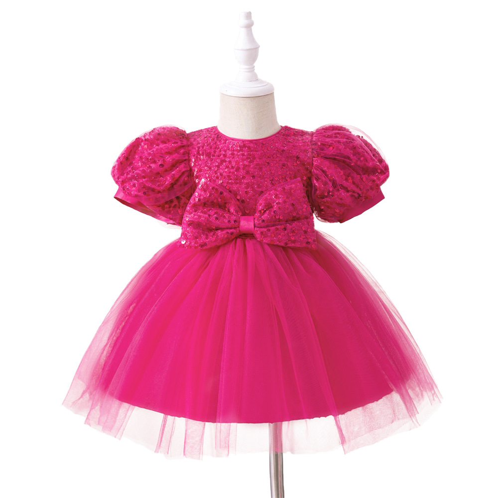 Vibrant Red Girls Puffy Princess Birthday Party Dress - Image 4