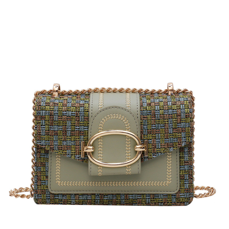 Hong Kong style bags women's 2024 autumn and winter New Korean casual elegant women's bag cotton and linen stitching chain shoulder messenger bag - Image 4