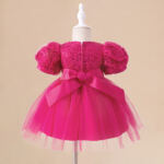 Vibrant Red Girls Puffy Princess Birthday Party Dress