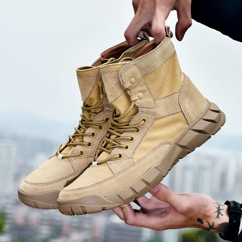 Foreign trade cross-border hot selling autumn and winter couple's high-top men's and women's boots desert boots outdoor leather Martin shoes Wolf War II