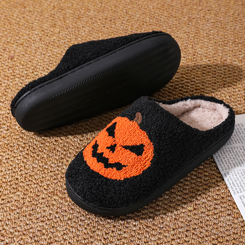 Halloween Pumpkin Cotton Slippers Thick Sole Warm House Shoes - Image 4