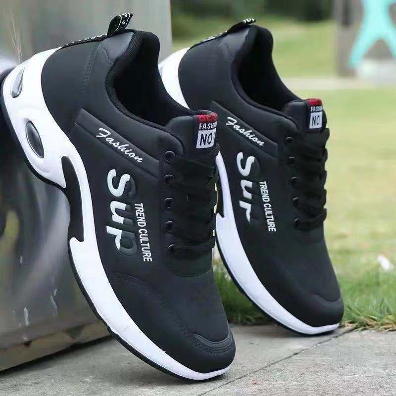 Men's Waterproof Leather Sneakers, Breathable Casual Platform Shoes for Spring Autumn