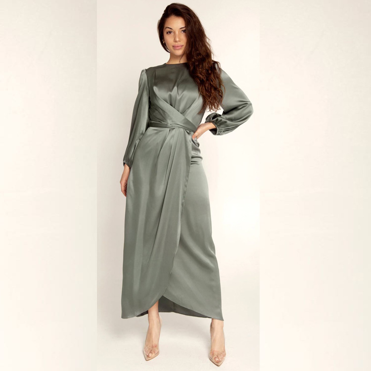 Soft Waist Satin Dress GH0068 for Women, Dubai Style - Image 4