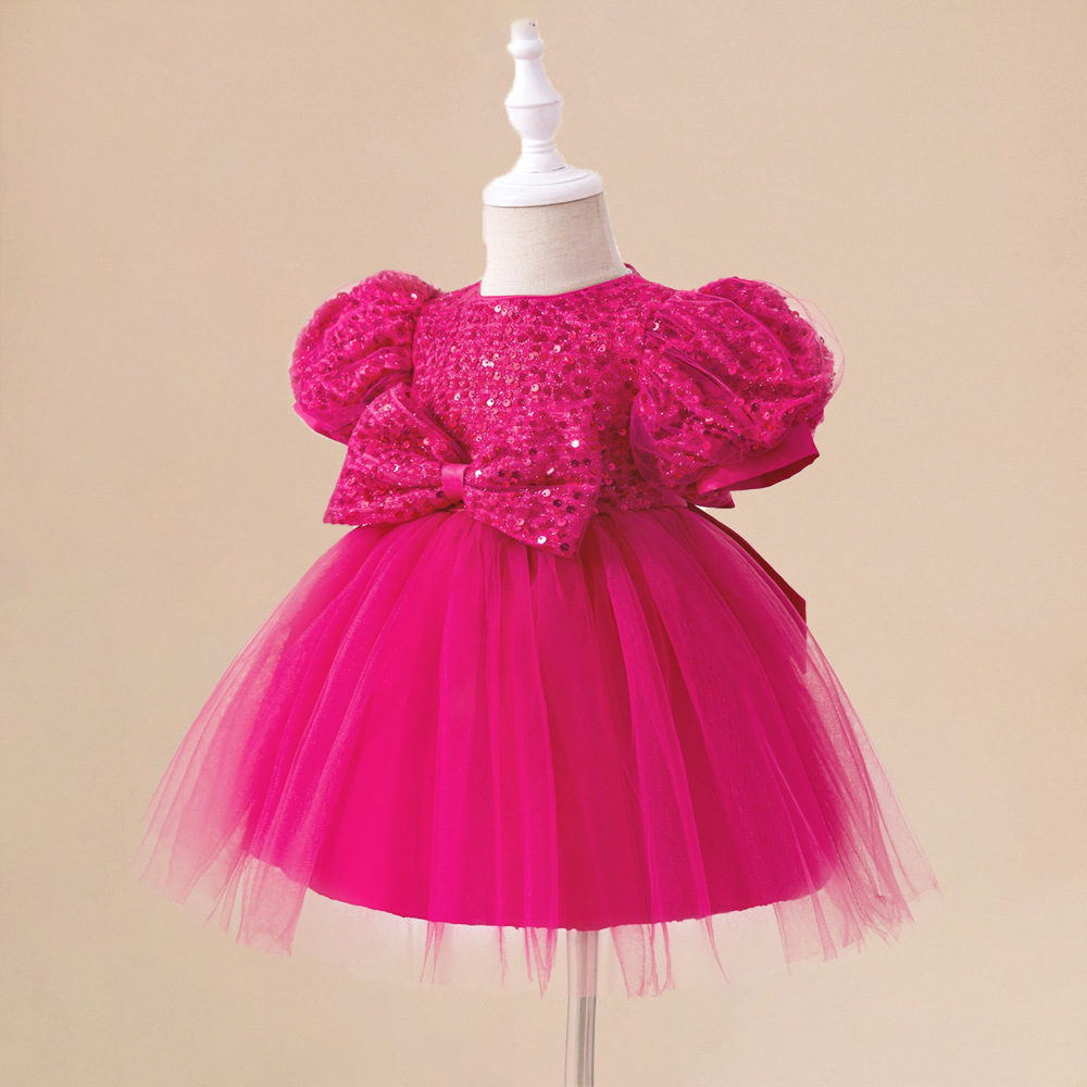 Vibrant Red Girls Puffy Princess Birthday Party Dress - Image 2