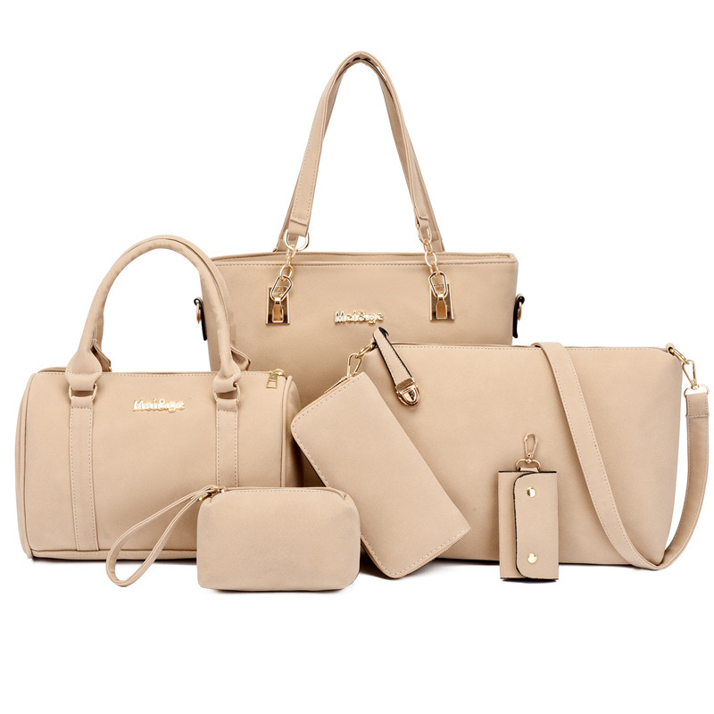 2023 fashion women's bag solid color frosted European and American retro portable mother and child bag six-piece shoulder crossbody large capacity bag - Image 2