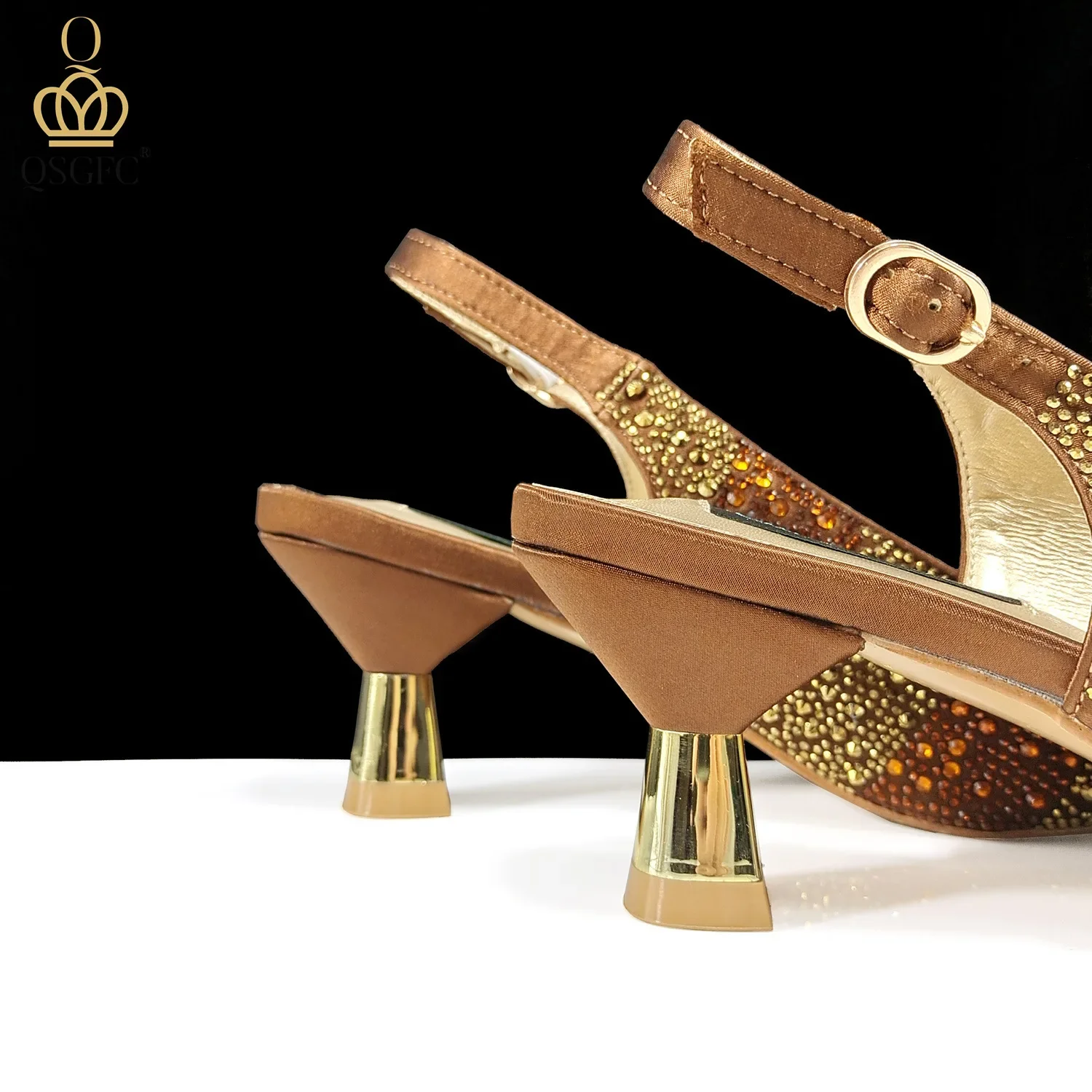 Women’s Shoes and Bag Set, Pointed Toe Striped High Heels for Banquets Daily - Image 4