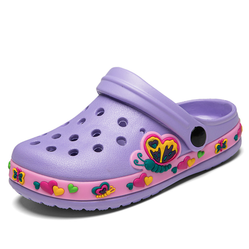 Kids Cartoon Clogs Sandals Slip-On Beach Shoes Purple - Image 4