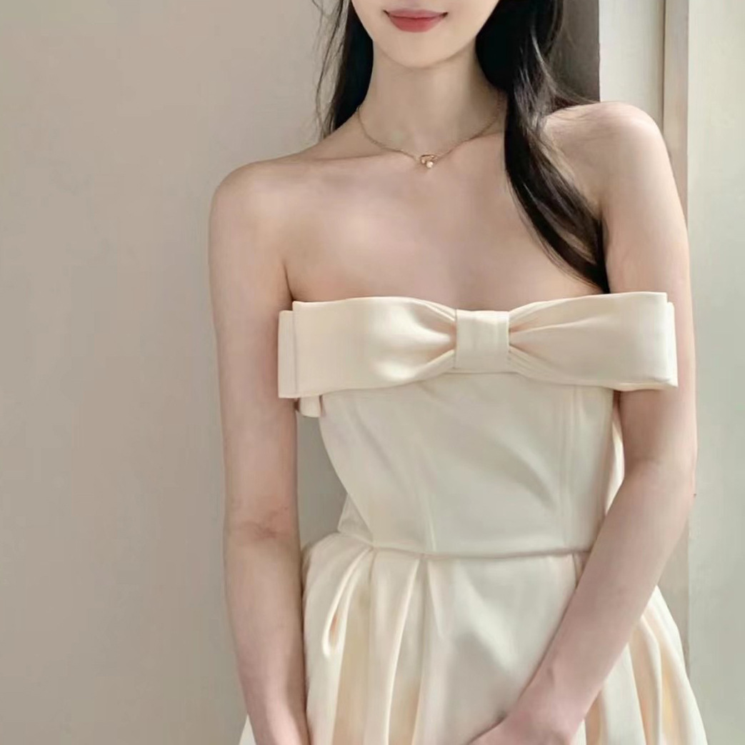 Elegant Off-Shoulder Bow Princess Pettiskirt Dress - Image 3