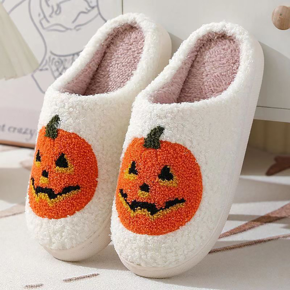 Halloween Pumpkin Cotton Slippers Thick Sole Warm House Shoes
