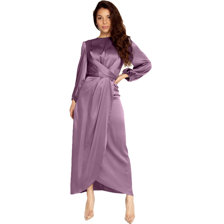 Soft Waist Satin Dress GH0068 for Women, Dubai Style - Image 5