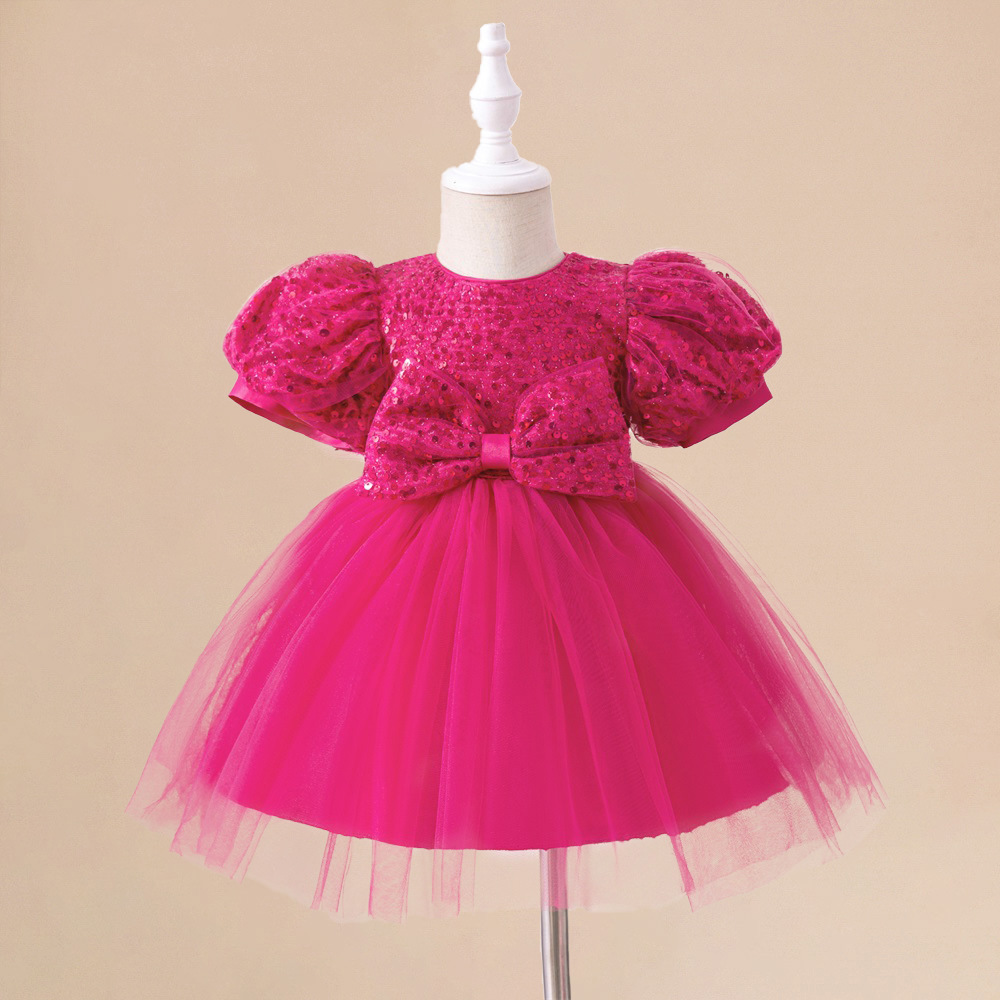 Vibrant Red Girls Puffy Princess Birthday Party Dress - Image 3